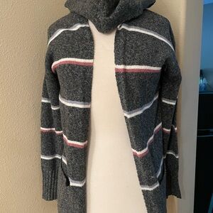 Lot of two boutique Pink Rose brand Gray Striped Hooded Cardigan size small EUC